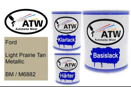 Ford, Light Prairie Tan Metallic, BM / M6882: 1L Lackdose + 1L Klarlack + 500ml Härter - Set, von ATW Autoteile West.